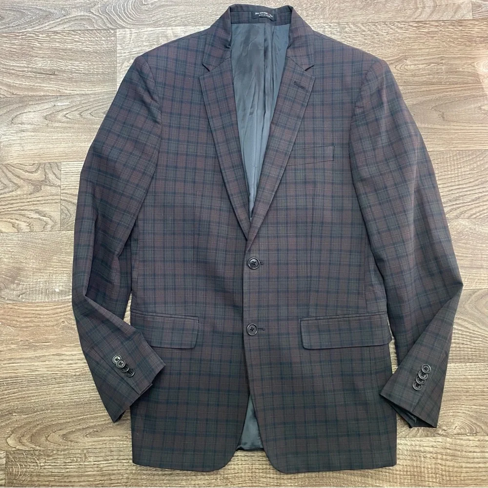 John Varvatos Soho Fit Checkered Plaid Blazer